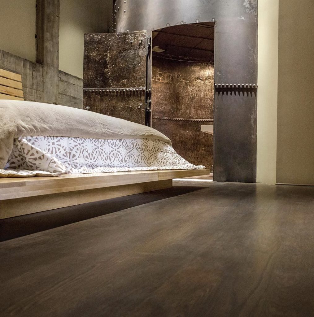 Dark espresso stained hardwood floor finish