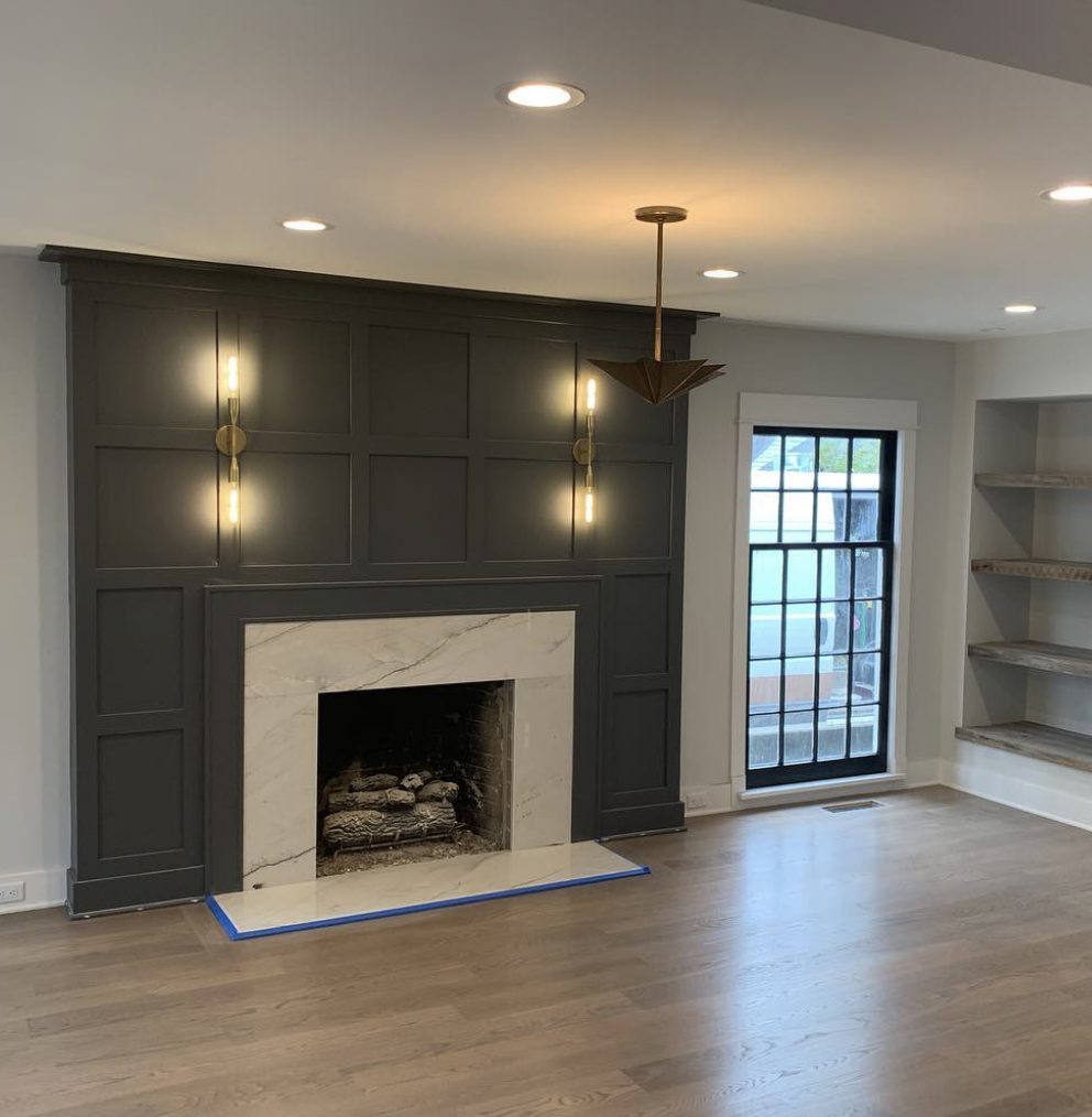 New hardwood floor installed in a Lakewood living room renovation